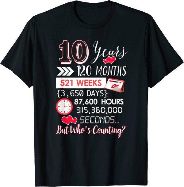10th Wedding Anniversary Gift for Couple T-Shirt