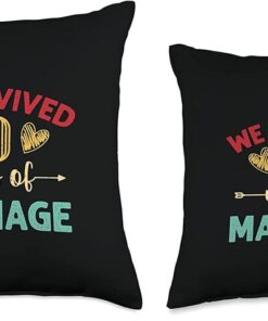 10th Wedding Anniversary Gifts Stuff We Survived 10 Years of Marriage Couple 10th Anniversary Throw Pillow 3