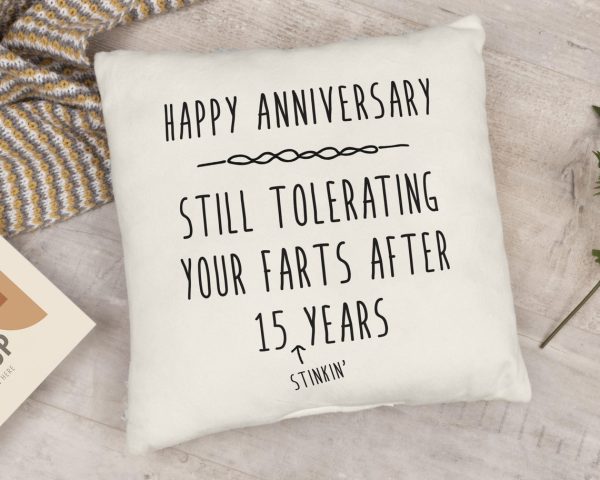 15 Year Anniversary Gift for Him Her Husband or Wife, Funny Anniversary Throw Pillow