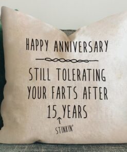 15 Year Anniversary Gift for Him Her Husband or Wife Funny Anniversary Throw Pillow 3