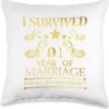 Just Married 1st Anniversary Gifts , 1 Year Ago Funny Husband Wife Throw Pillow
