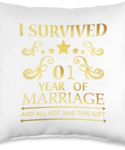 1st Wedding Anniversary Gift Couples Husband Wife 1 Year Throw Pillow 2