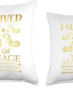 1st Wedding Anniversary Gift Couples Husband Wife 1 Year Throw Pillow 3
