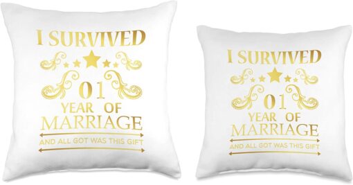 1st Wedding Anniversary Gift Couples Husband Wife 1 Year Throw Pillow