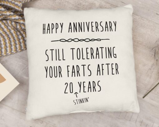 20 Year Anniversary Gift for Him Her Husband or Wife, Funny Anniversary Throw Pillow