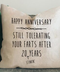 20 Year Anniversary Gift for Him Her Husband or Wife Funny Anniversary Throw Pillow 2