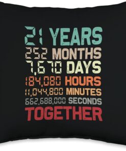 21 Years Together Couple Matching 21st Wedding Anniversary Throw Pillow 1