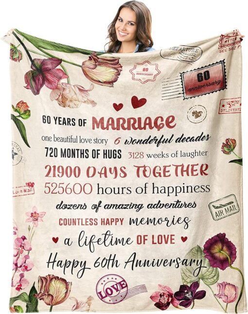 50th Anniversary Golden Wedding Gifts for Parents Couple Blanket