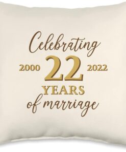 Anniversary Wedding 2022 22 Years of Marriage 2000 22nd Wedding Anniversary Throw Pillow 1