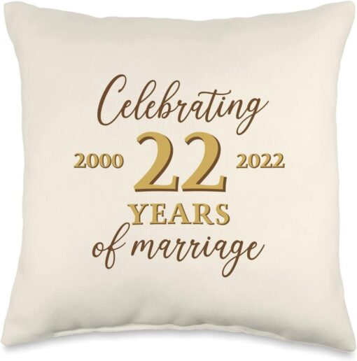 Anniversary Wedding 2022, 22 Years of Marriage 2000 22nd Wedding Anniversary Throw Pillow