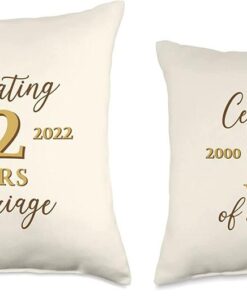 Anniversary Wedding 2022 22 Years of Marriage 2000 22nd Wedding Anniversary Throw Pillow 3