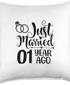 Just Married 1st Anniversary Gifts 1 Year Ago Funny Husband Wife Throw Pillow 3