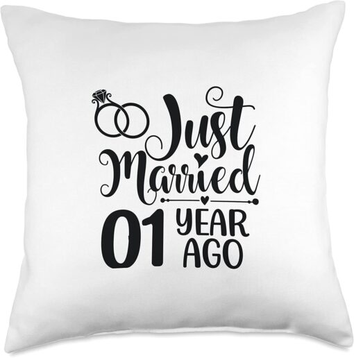 Just Married 1st Anniversary Gifts , 1 Year Ago Funny Husband Wife Throw Pillow