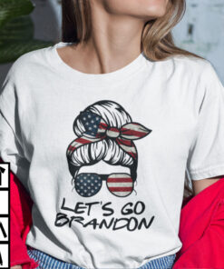 Let’s Go Brandon Messy Bun American Flag Shirt