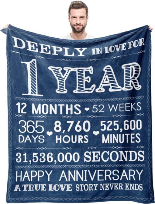 One Year Gifts for Anniversary to Boyfriend, Husband Blanket from Girlfriend