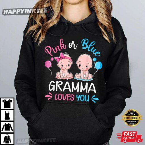 Gift For Mom Pink Or Blue Gramma Loves You T-Shirt