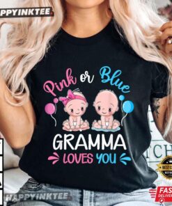 Pink Or Blue Gramma Loves You Gender Baby Reveal Party TShirt