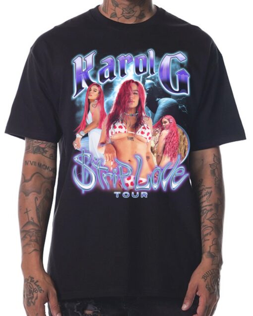 Karol G Strip Love Tour Concert Merch 90s Vintage T-shirt