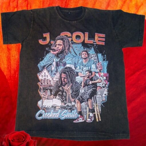 Crocked Smile  J Cole Rapper Graphic T-shirt For Hip Hop Fans