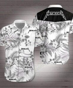 Metallica White Men Women Beach Wear Short Sleeve Hawaii Shirt
