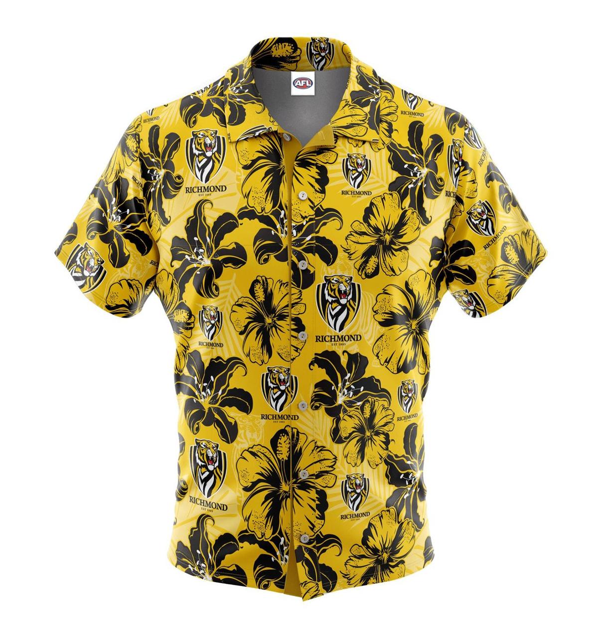 Afl Richmond Tigers Floral Hawaiian Shirt V2