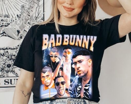 Bad Bunny Rapper Vintage Bootleg T-shirt For Rap Music Fans