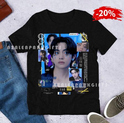 Bts V Kim Taehyung Vintage Unisex Style T-shirt For Armys Kpop Fans