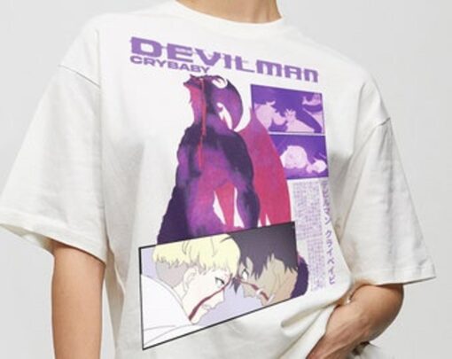 Devilman Crybaby Character Red Blood Graphic T-shirt For Anime Fans