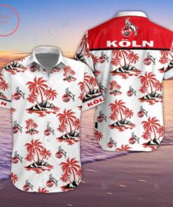 1. FC Köln Palm Trees Patterns Tropical Hawaiian Shirt Size From S To 5xl