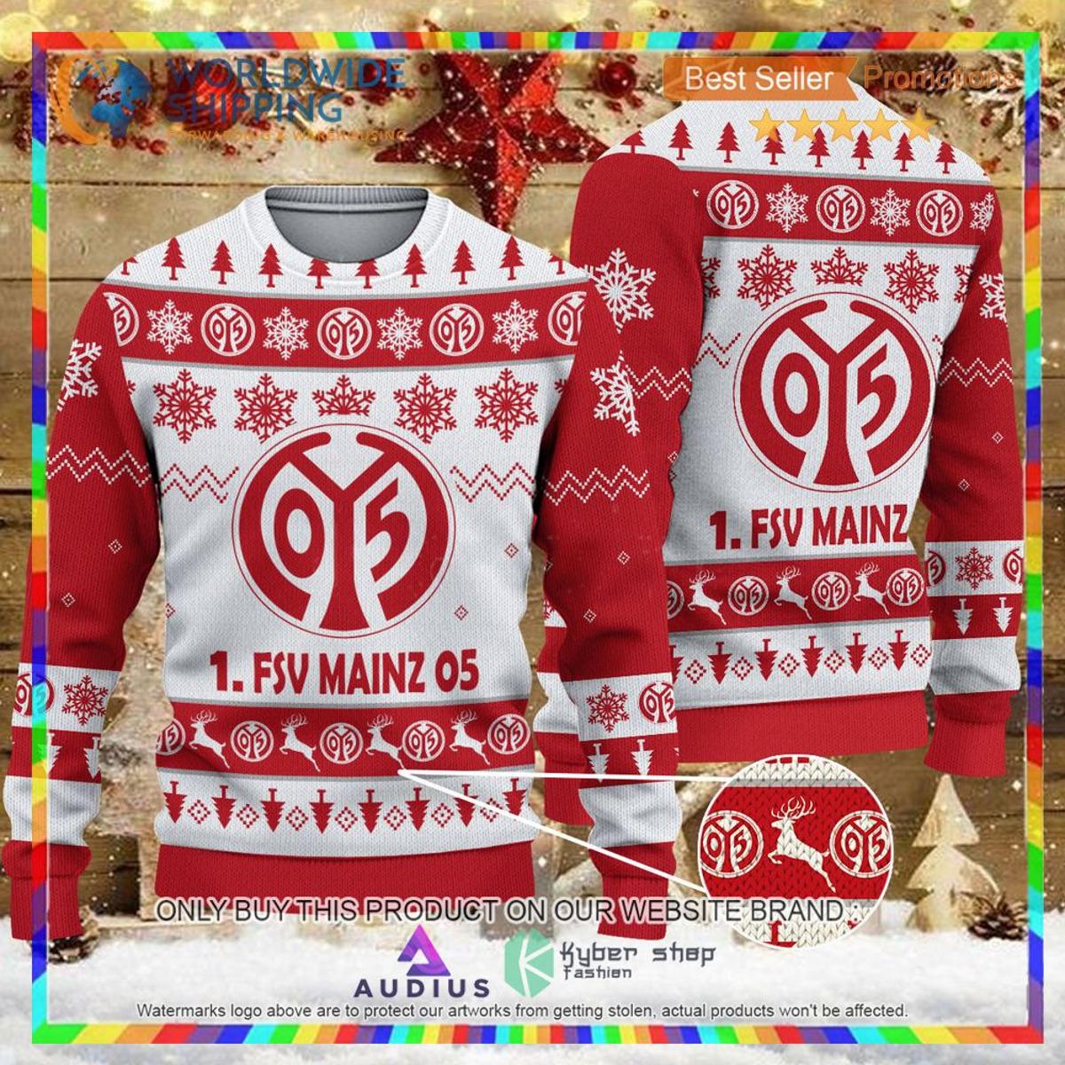 1. Fsv Mainz 05 Santa Hat Ugly Christmas Sweater Gift