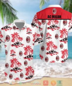 Ac Milan Coconut Island White Red Tropical Hawaiian Shirt Size From S To 5xl