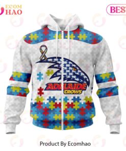 Adelaide Crows Custom Name Number Autism Awareness Zip Up Hoodie For Fans 1