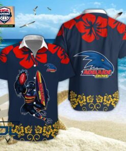 Afl Adelaide Crows Black Mascot Tropical Aloha Shirt Best Hawaiian Outfit For Fans