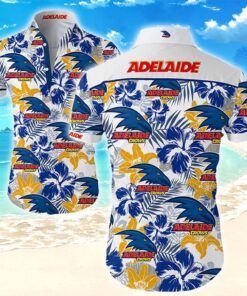 Afl Adelaide Crows Multi Logo White Blue Floral Hawaiian Shirt For Men Women