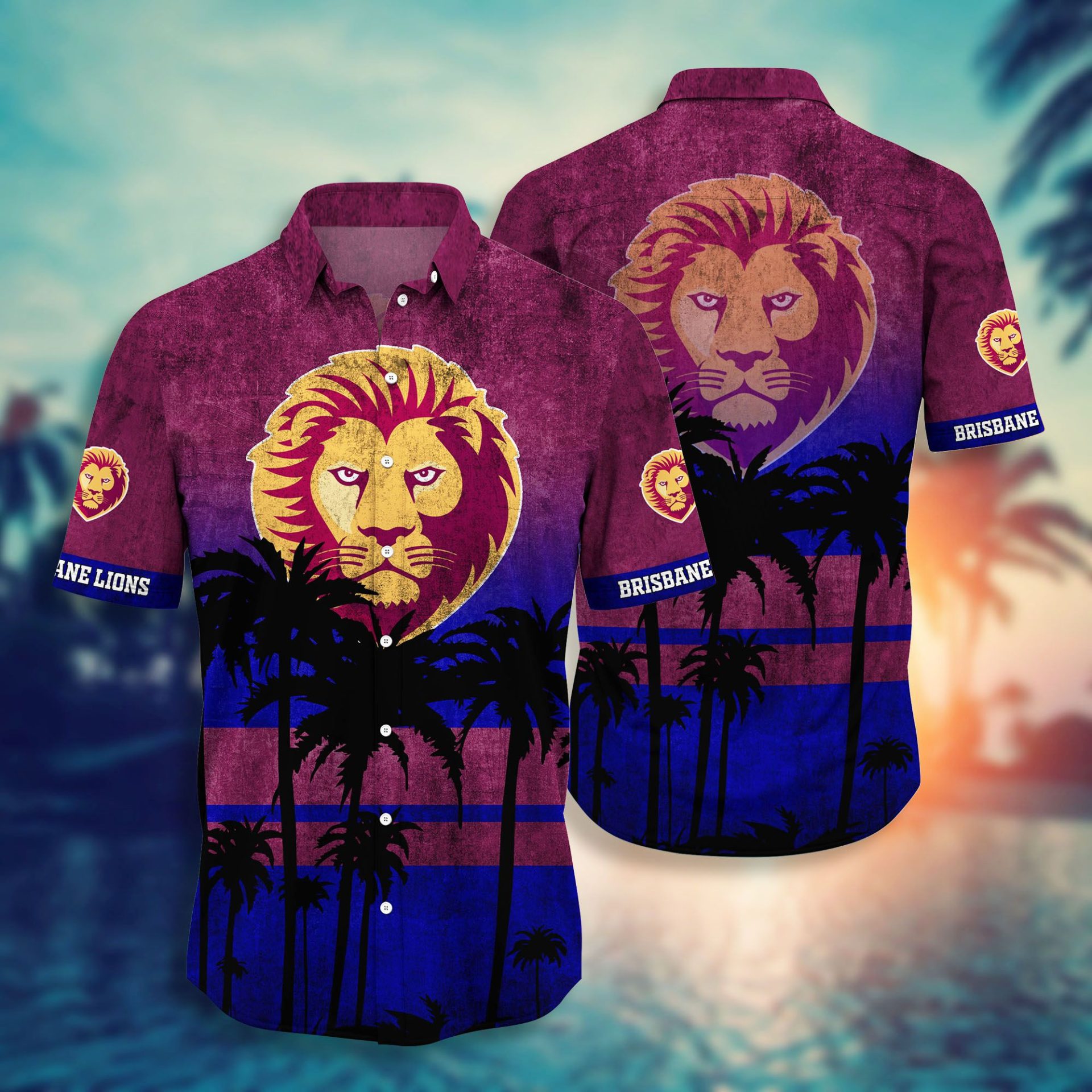 Brisbane Lions Logo Tropical Aloha Shirt Best Hawaiian Outfit For Afl Fans