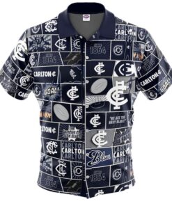 Afl Carlton Blues Football Team Since 1864 Vintage Hawaiian Shirt Best Gift For Fans 1