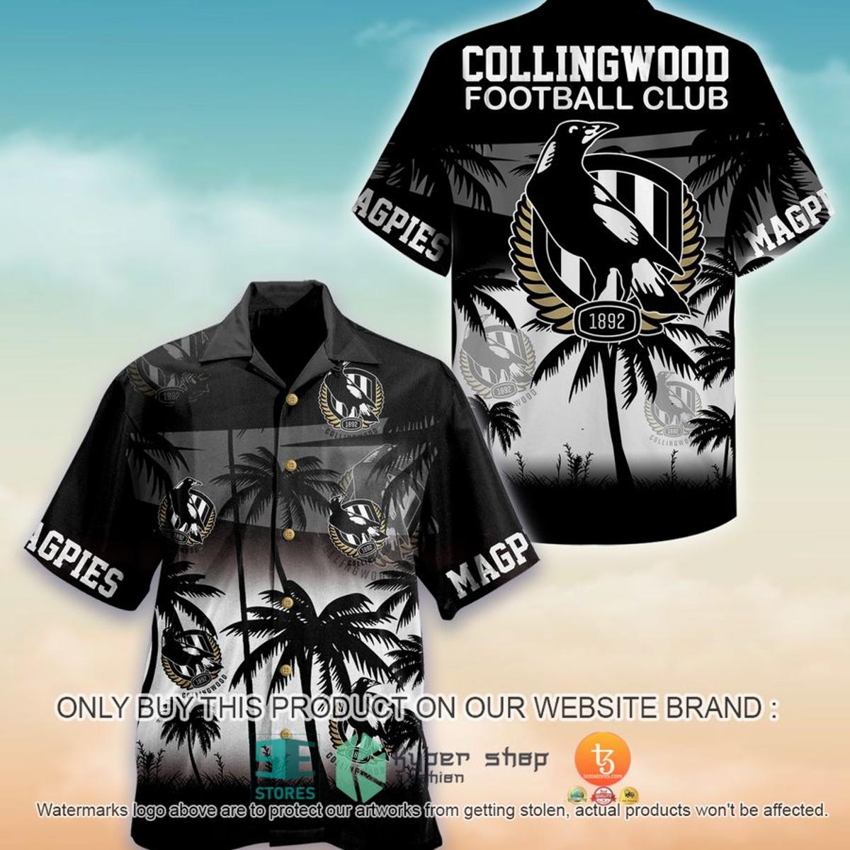 Afl Collingwood Magpies Big Logo Palm Tree Patterns Hawaiian Shirt For Men Women