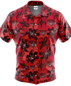 Afl Essendon Bombers Floral Red Aloha Shirt Best Gifts For Men Women 1