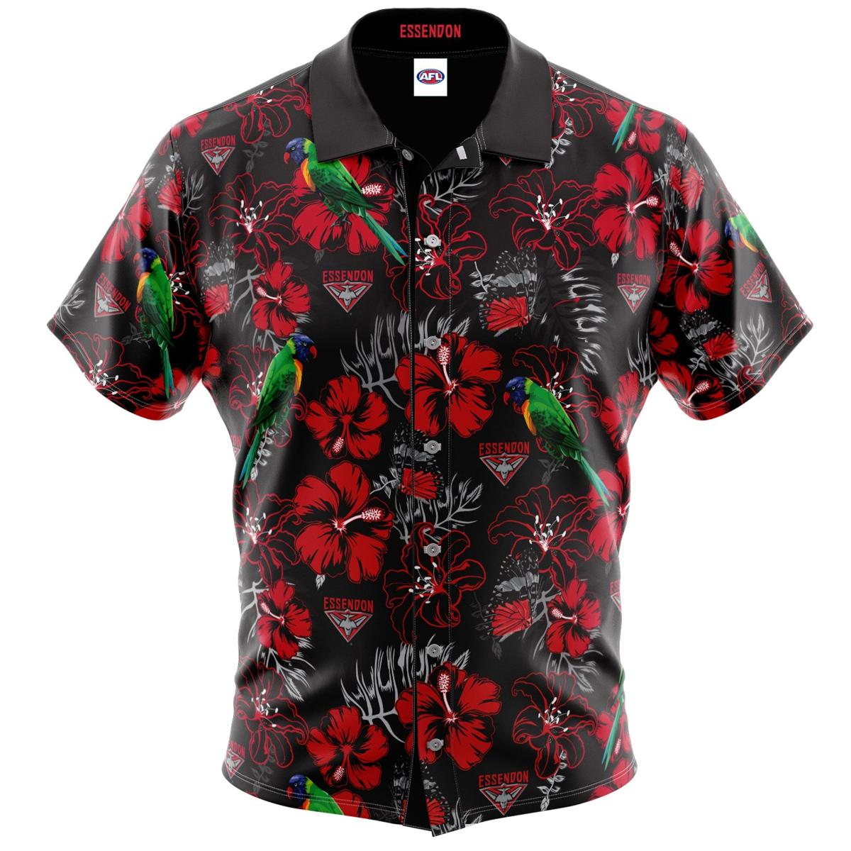 Afl Essendon Bombers Palm Trees Vintage Aloha Shirt Hawaiian Outfit For Fans