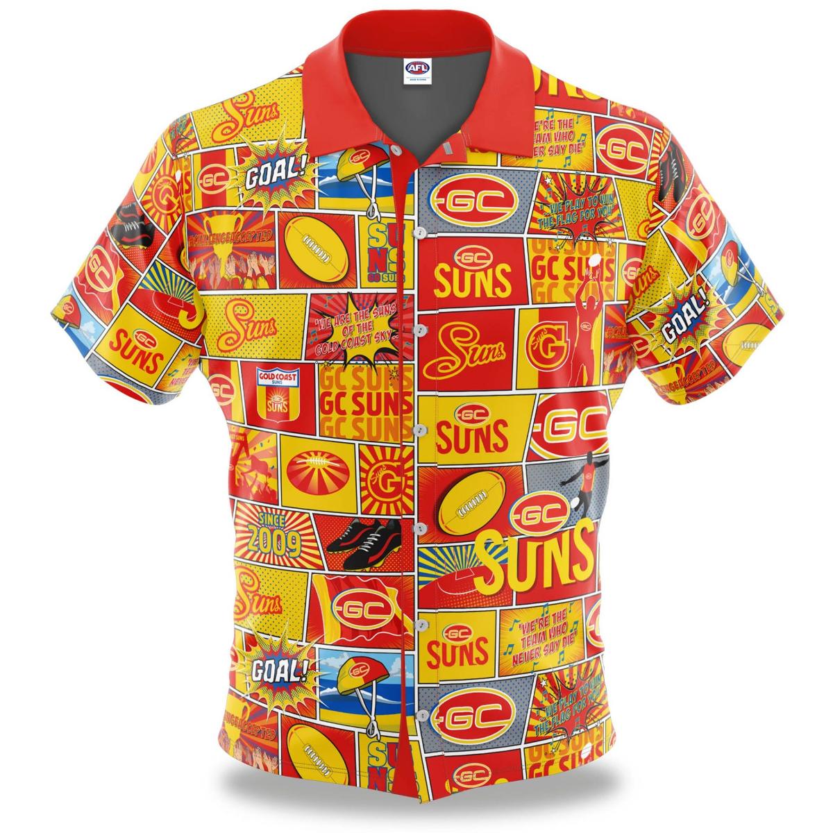 Vintage Gold Coast Suns Red Floral Tropical Aloha Shirts Best Gifts For Fans