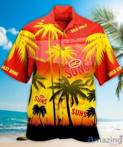 Afl Gold Coast Suns Summer Beach Coconut Tree Hawaiian Shirt Size From S To 5xl