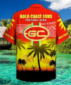 Afl Gold Coast Suns Summer Beach Coconut Tree Hawaiian Shirt Size From S To 5xl 2