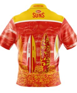 Afl Gold Coast Suns Summer Surfboard Tropical Aloha Shirt Outfit For Fans
