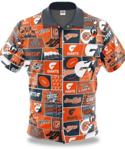 Afl Greater Western Sydney Giants Summer Coconut Trees Tropical Hawaiian Shirt Size From S To 5xl