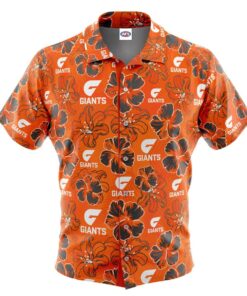 Afl Greater Western Sydney Giants Multi Logo Floral Orange Hawaiian Shirt Best Outfit For Fans