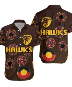 Afl Hawthorn Hawks Lily Hibicus Tropical Floral Aloha Shirt Size From S To 5xl