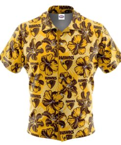 Afl Hawthorn Hawks Lily Hibicus Tropical Floral Aloha Shirt Size From S To 5xl 1