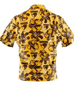 Afl Hawthorn Hawks Lily Hibicus Tropical Floral Aloha Shirt Size From S To 5xl 2