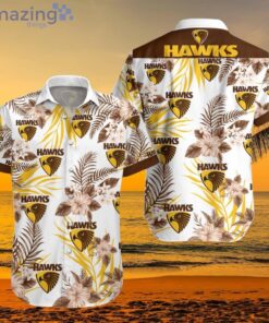 Afl Hawthorn Hawks Logo Hibiscus Patterns Hawaiian Shirt Gift For Fans