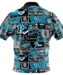 Afl Port Adelaide Football Team Since 1870 Grey Blue Vintage Hawaiian Shirt For Fans